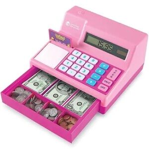 Learning Resources Pretend & Play Calculator Cash Register Kids Toy, Pink